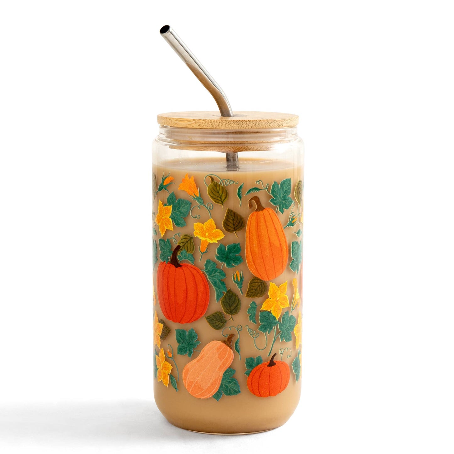 Pumpkin Patch Glass Can