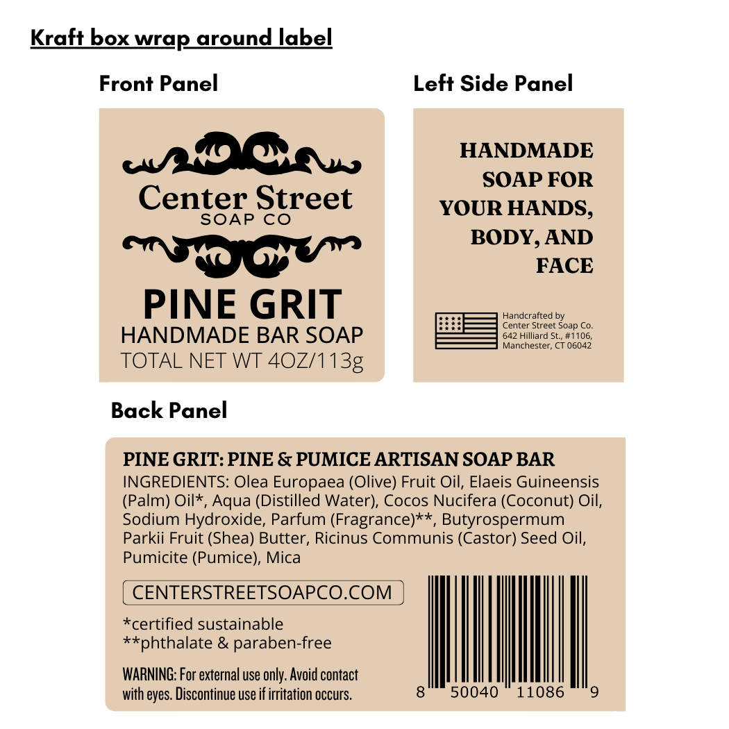 Pine Grit Exfoliating Handmade Bar Soap