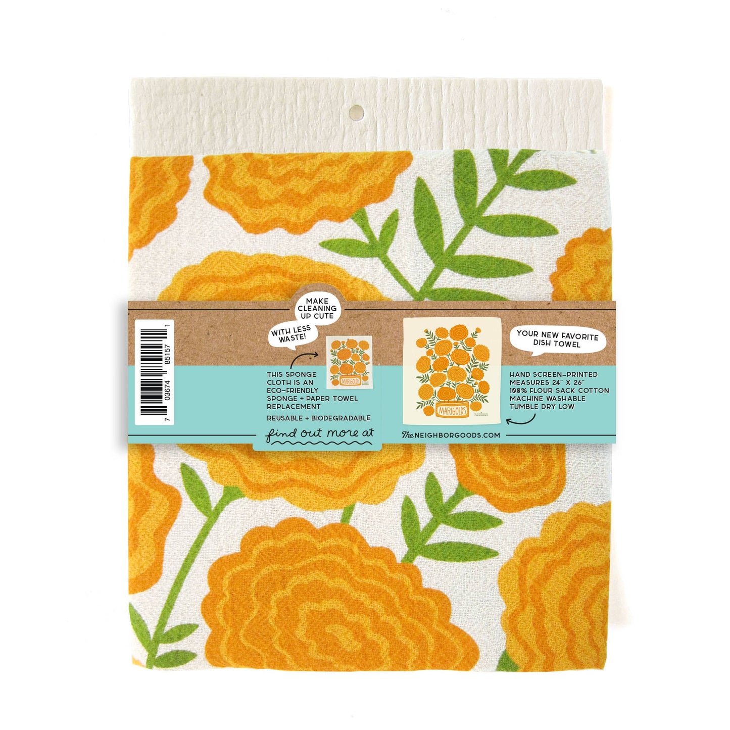 Marigold Tea Towel + Sponge Cloth Set