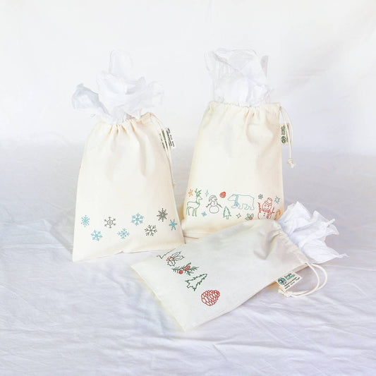 Organic Fabric Holiday Gift Bags