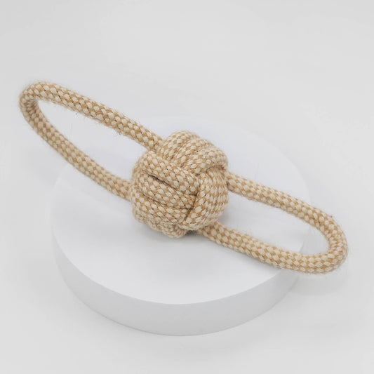 Hemp & Cotton Rope Dog Ball With Two Tugs