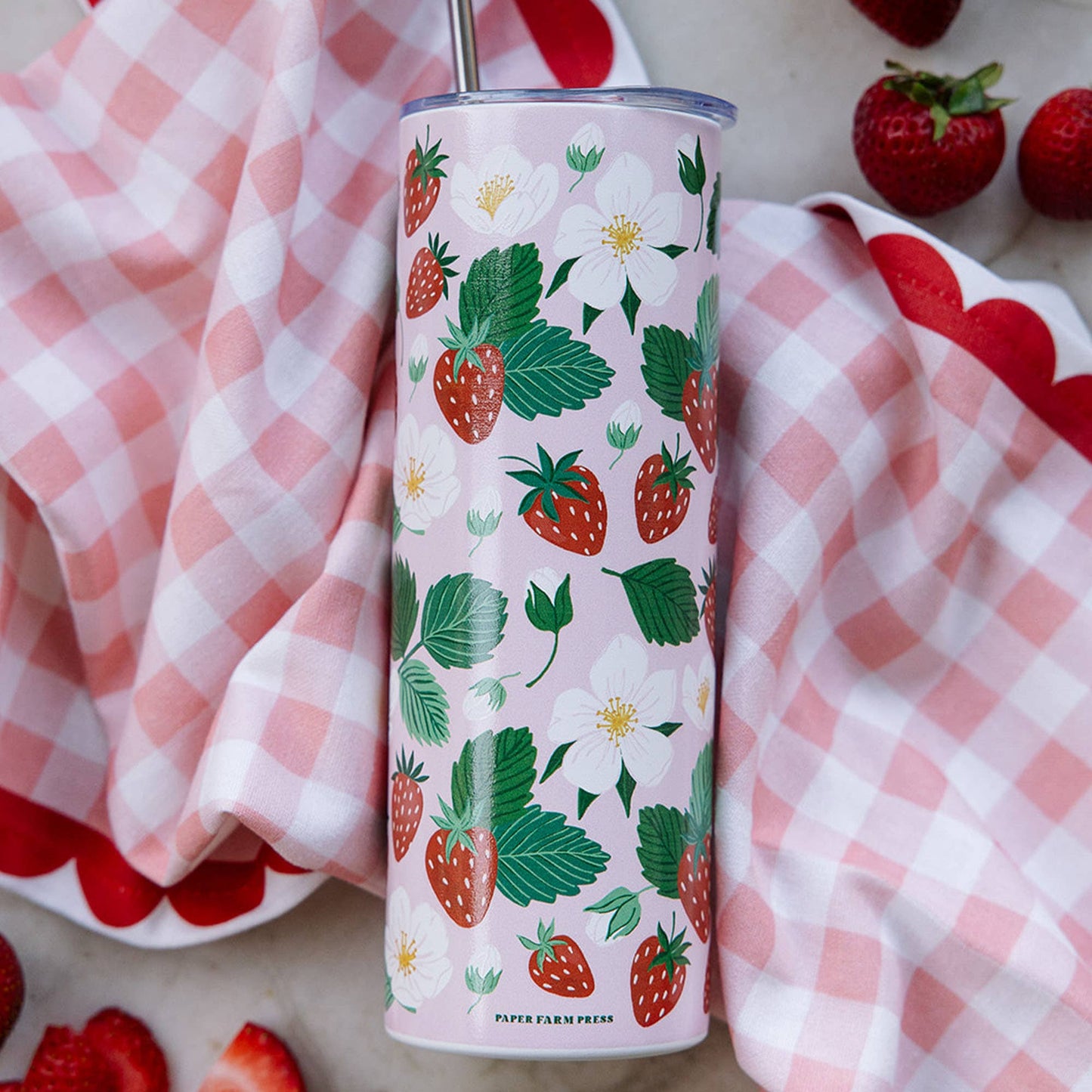 Strawberry Patch Stainless Steel Tumbler