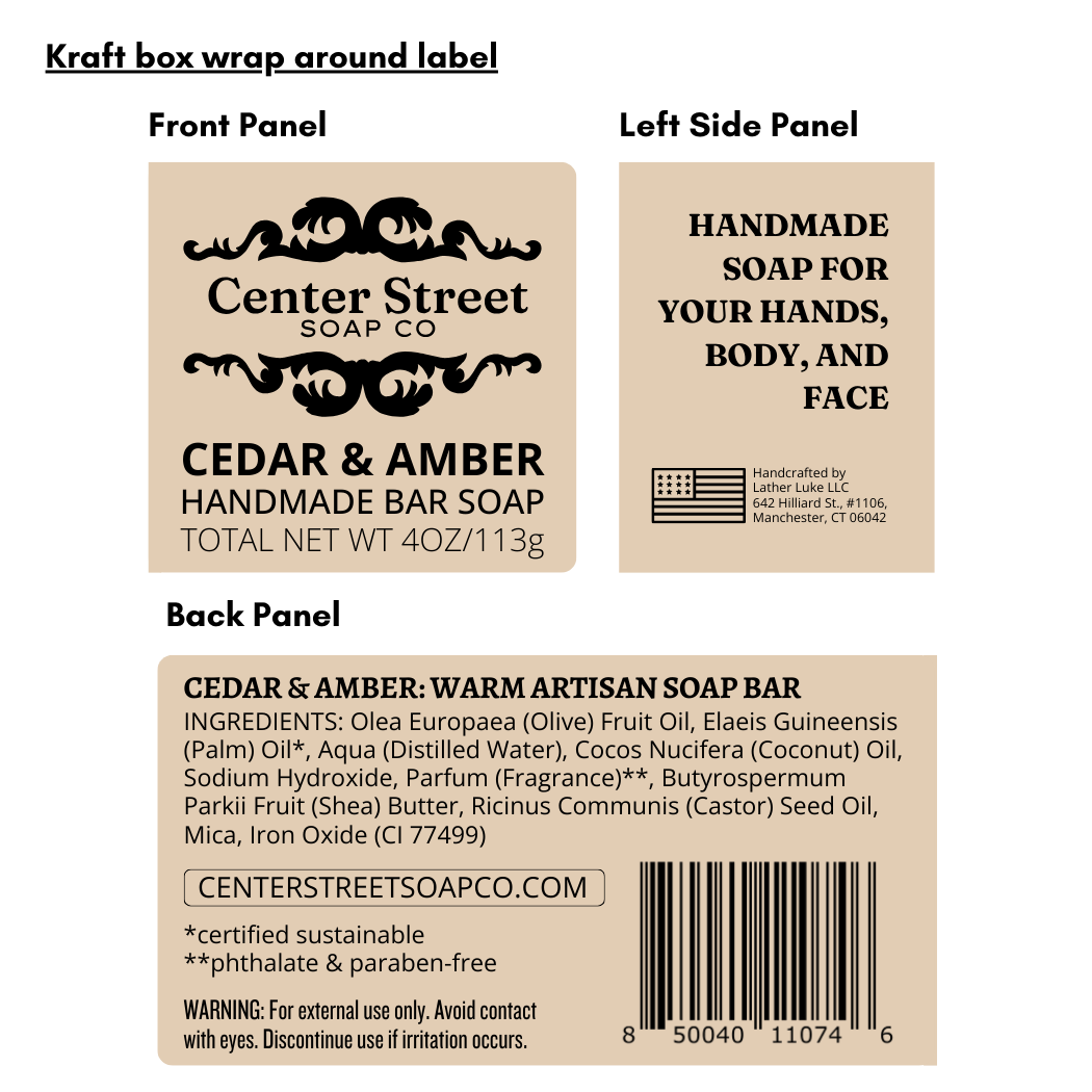 Cedar & Amber Vegan Handmade Soap Bar