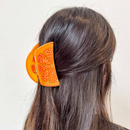 Large Orange Slice Hair Claw Clip