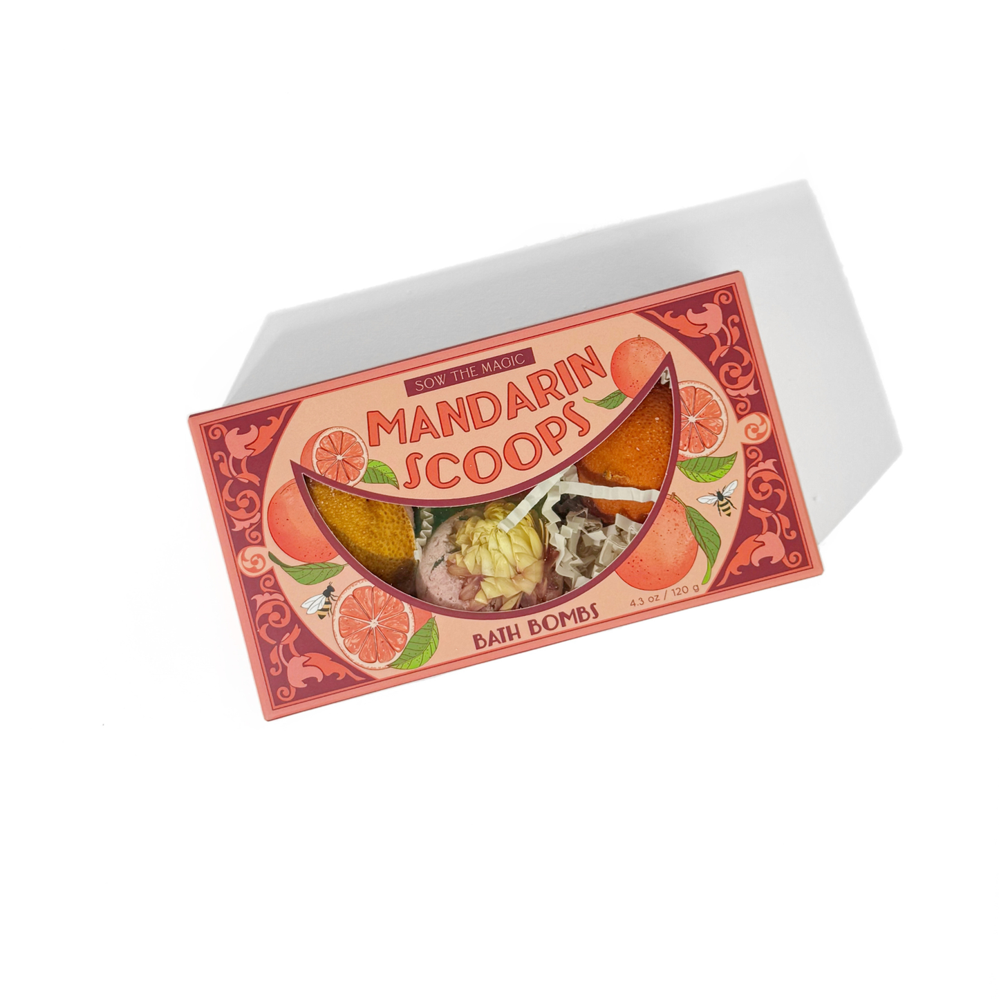 Mandarin Scoops Bath Bomb Gift Set made with Rose Botanicals