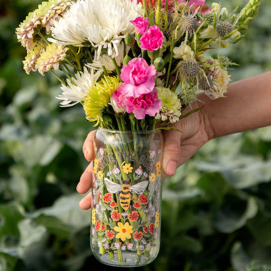 Save the Bees Glass Can