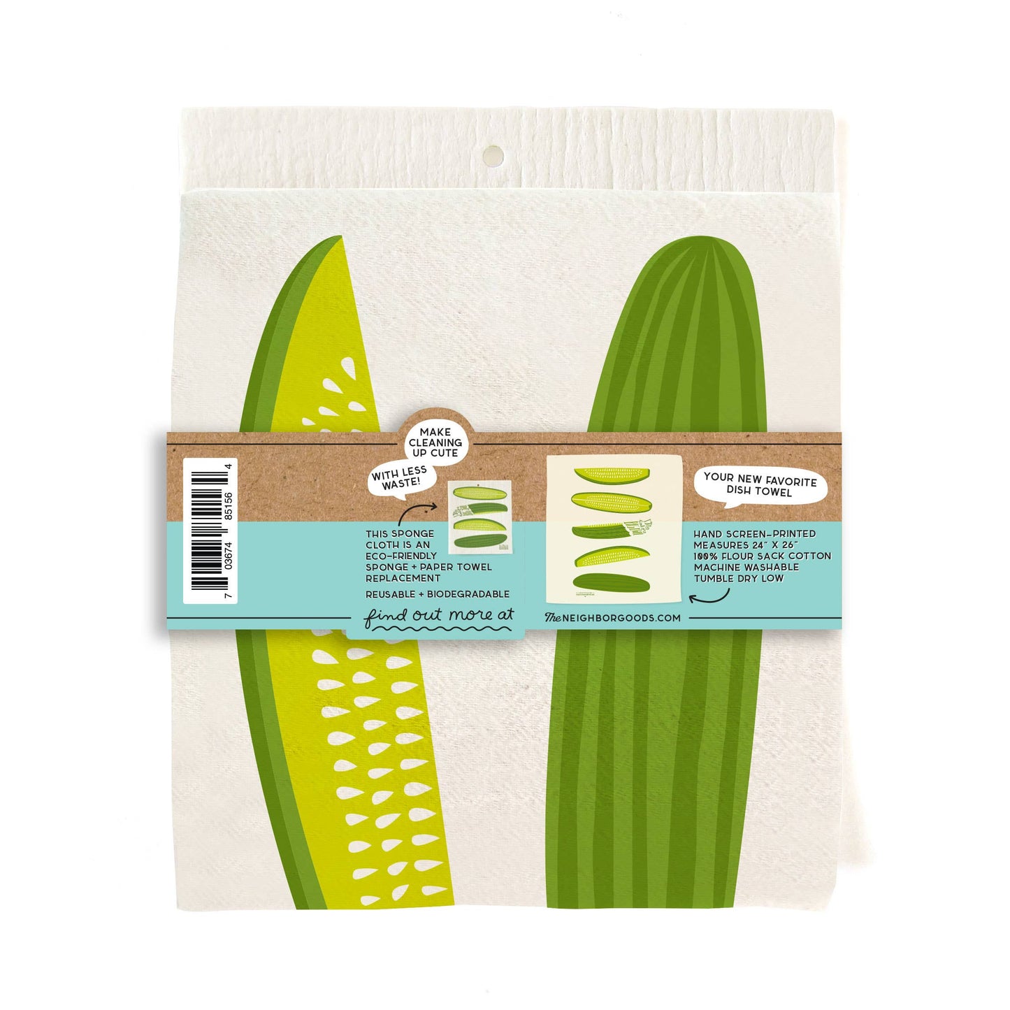 Pickle Tea Towel + Sponge Cloth Set