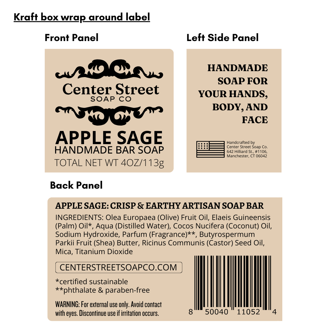 Apple Sage Vegan Handmade Soap Bar