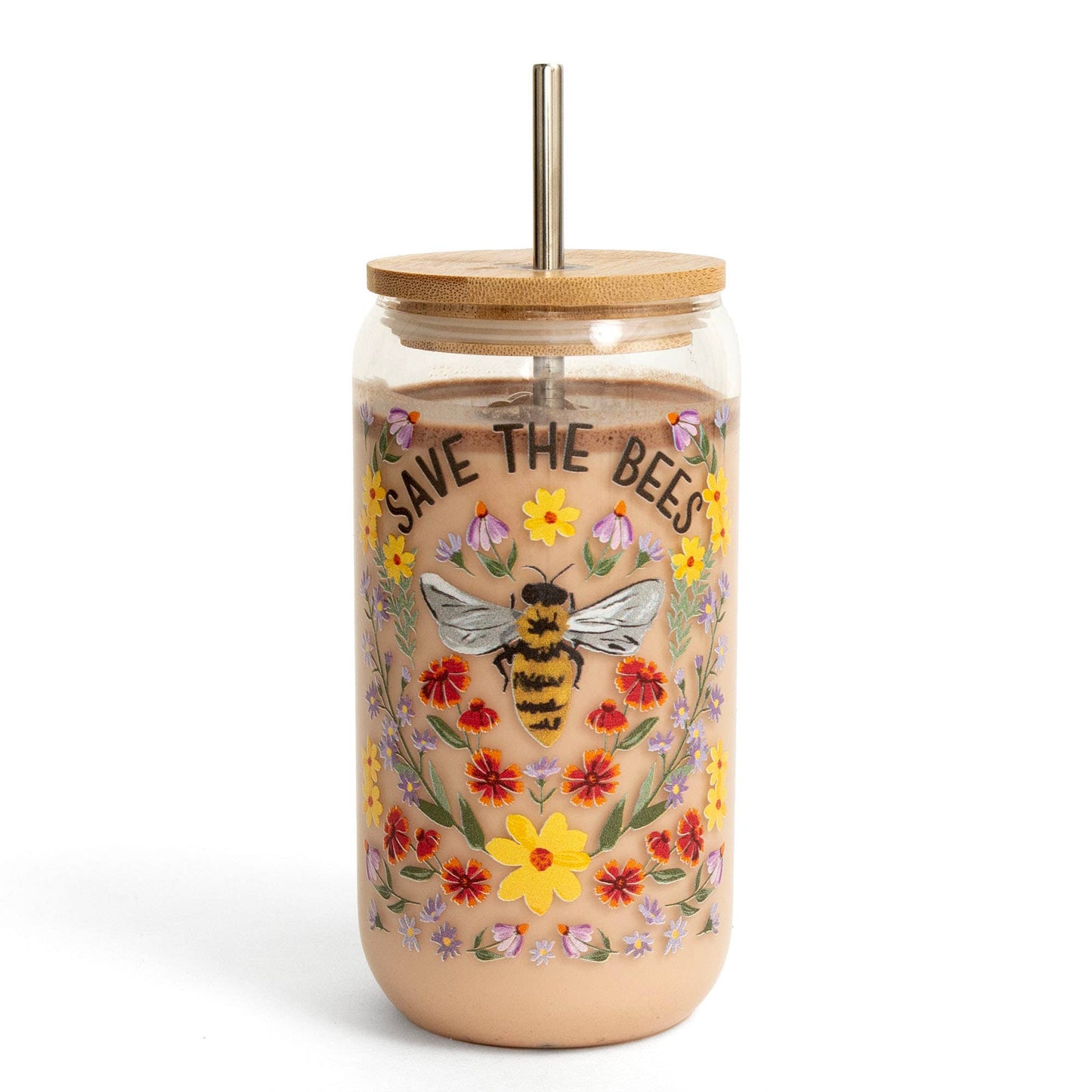 Save the Bees Glass Can