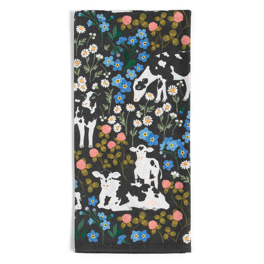 Cows & Flowers Tea Towel