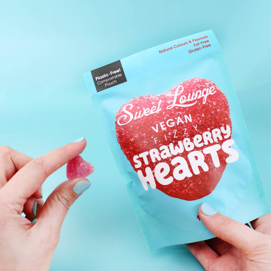 Vegan Fizzy Strawberry Hearts