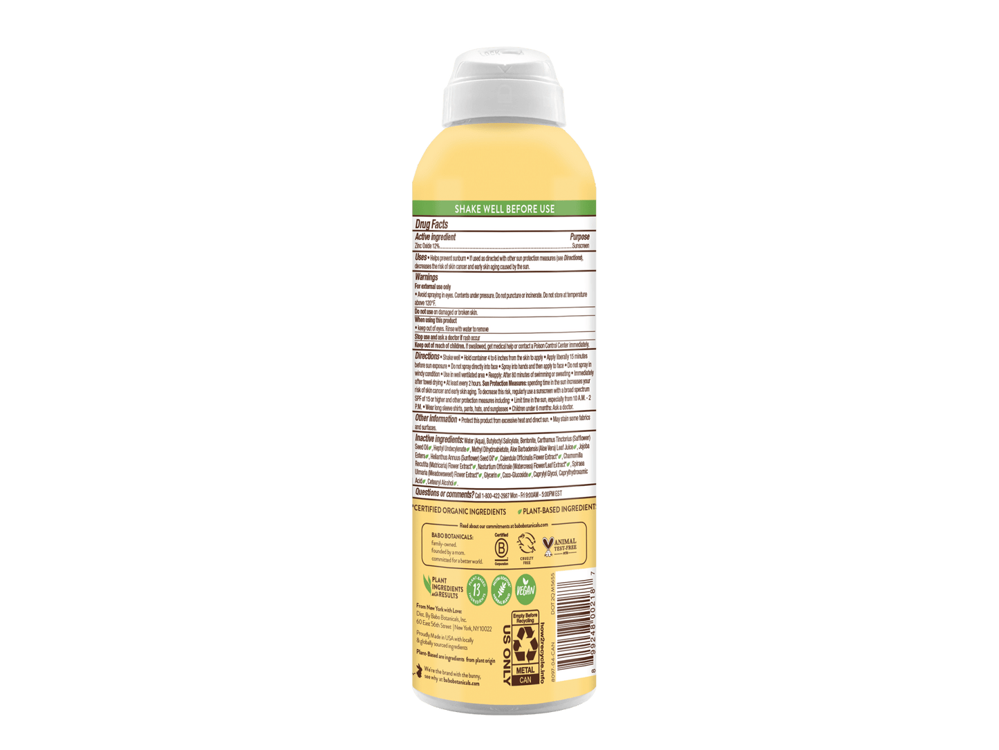 Sheer Zinc Mineral Sunscreen Spray SPF30