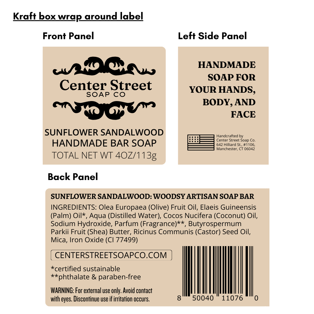 Sunflower Sandalwood Handmade Soap Bar