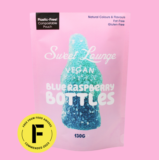 Vegan Fizzy Blue Raspberry Bottles