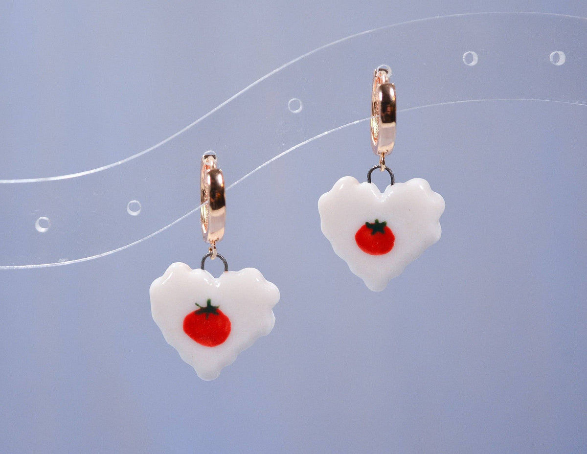 Tomato Heart Charm Earrings