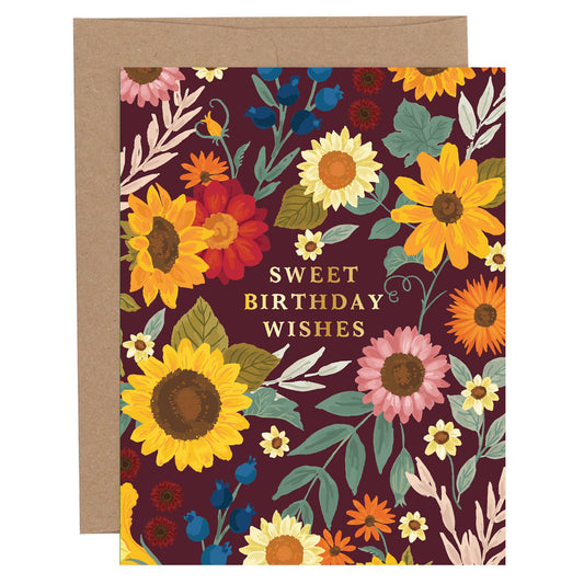 Sweet Birthday Wishes Fall Floral Greeting Card