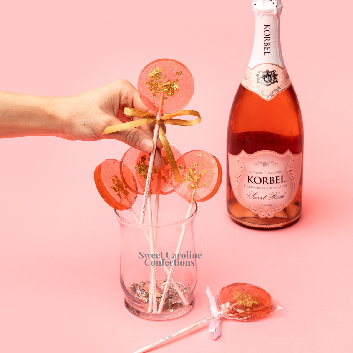 Rosé Wine Sparkle Lollipops