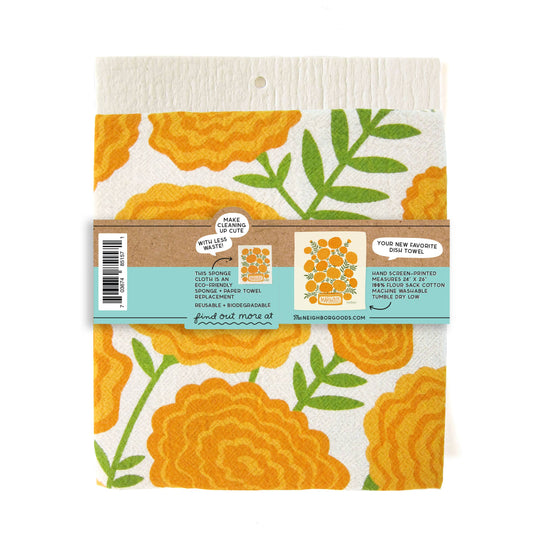 Marigold Tea Towel + Sponge Cloth Set