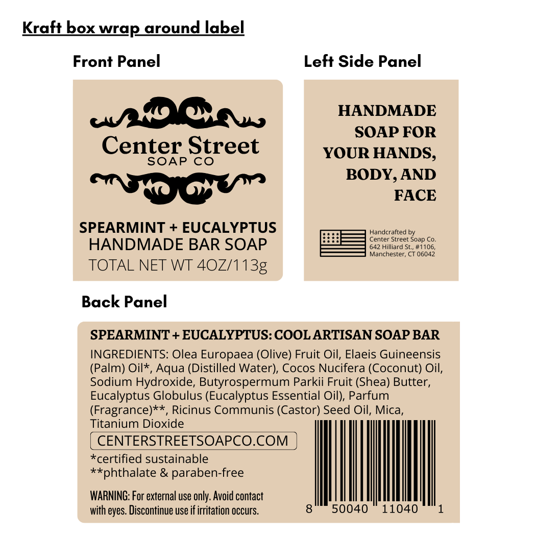 Spearmint + Eucalyptus Vegan Handmade Soap Bar
