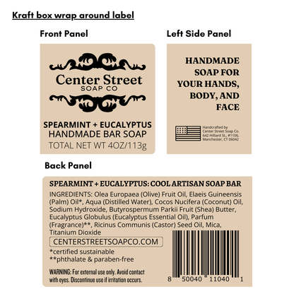 Spearmint + Eucalyptus Vegan Handmade Soap Bar