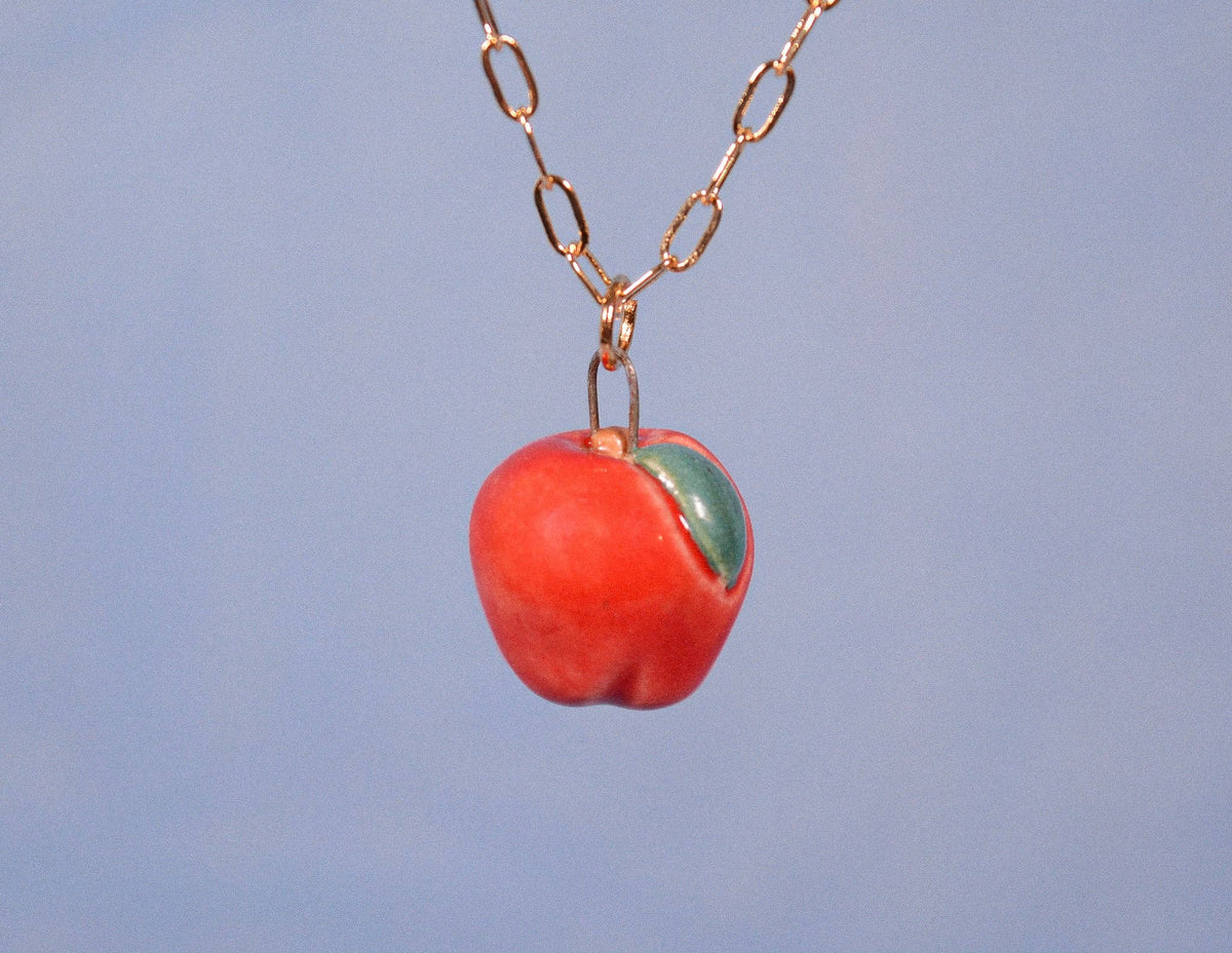 Apple Ceramic Charm Necklace