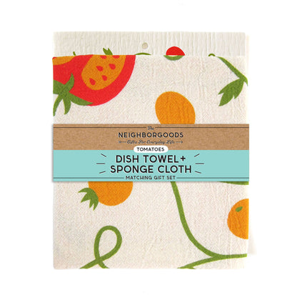 Tomato Tea Towel + Sponge Cloth Set