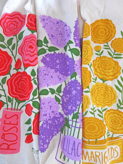 Edible Flowers Tea Towel Set