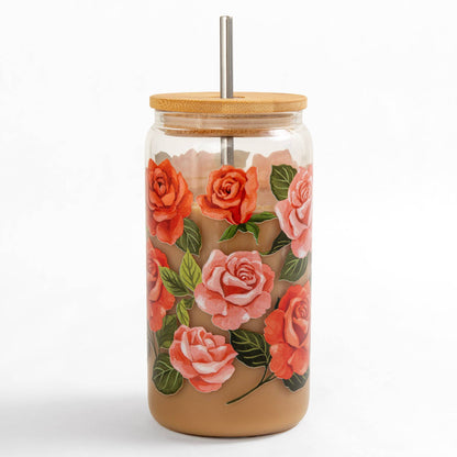 Roses Glass Can