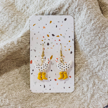 Chickens with Boots Earrings