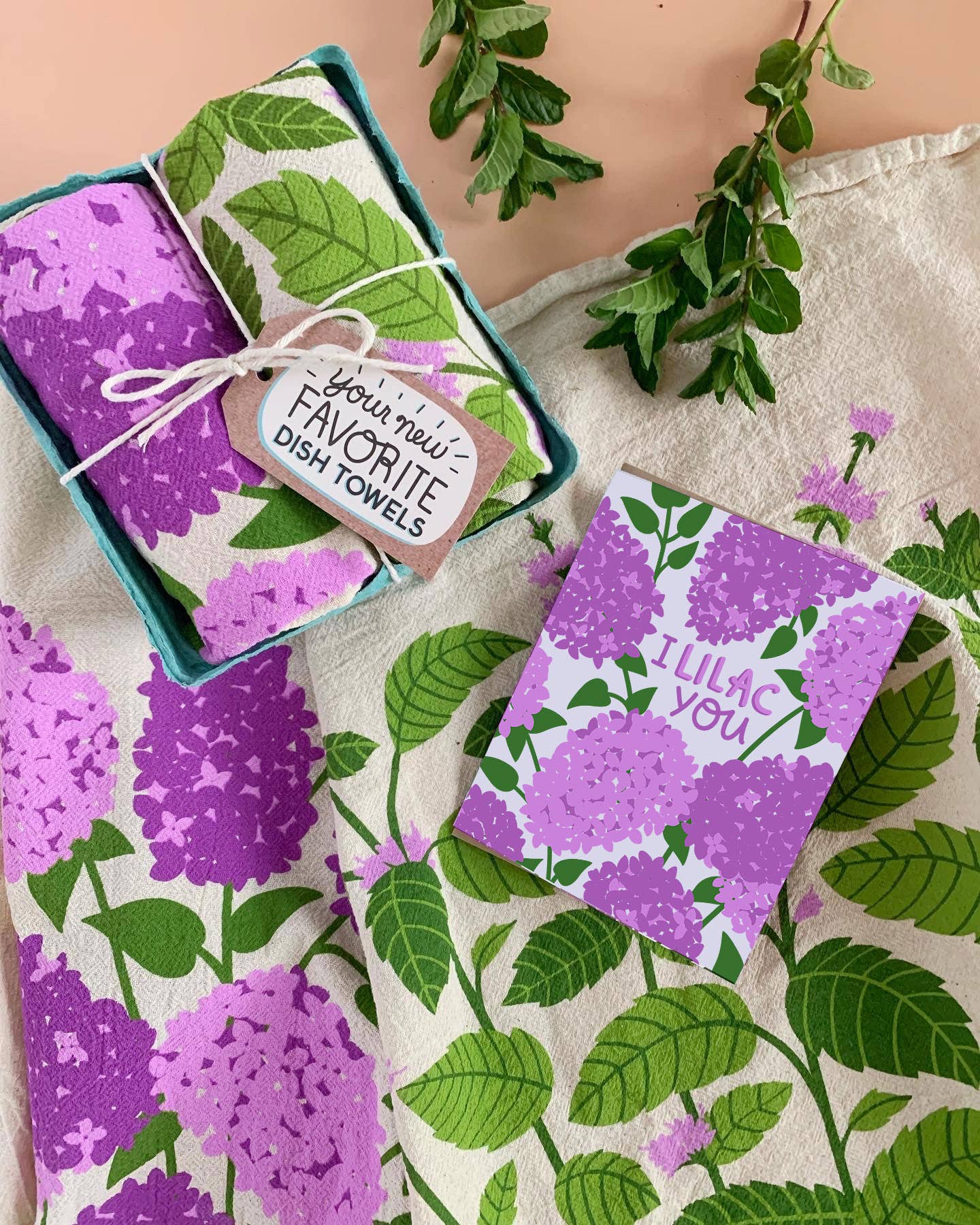 I Lilac Purple Tea Towel Set
