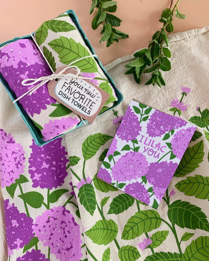 I Lilac Purple Tea Towel Set