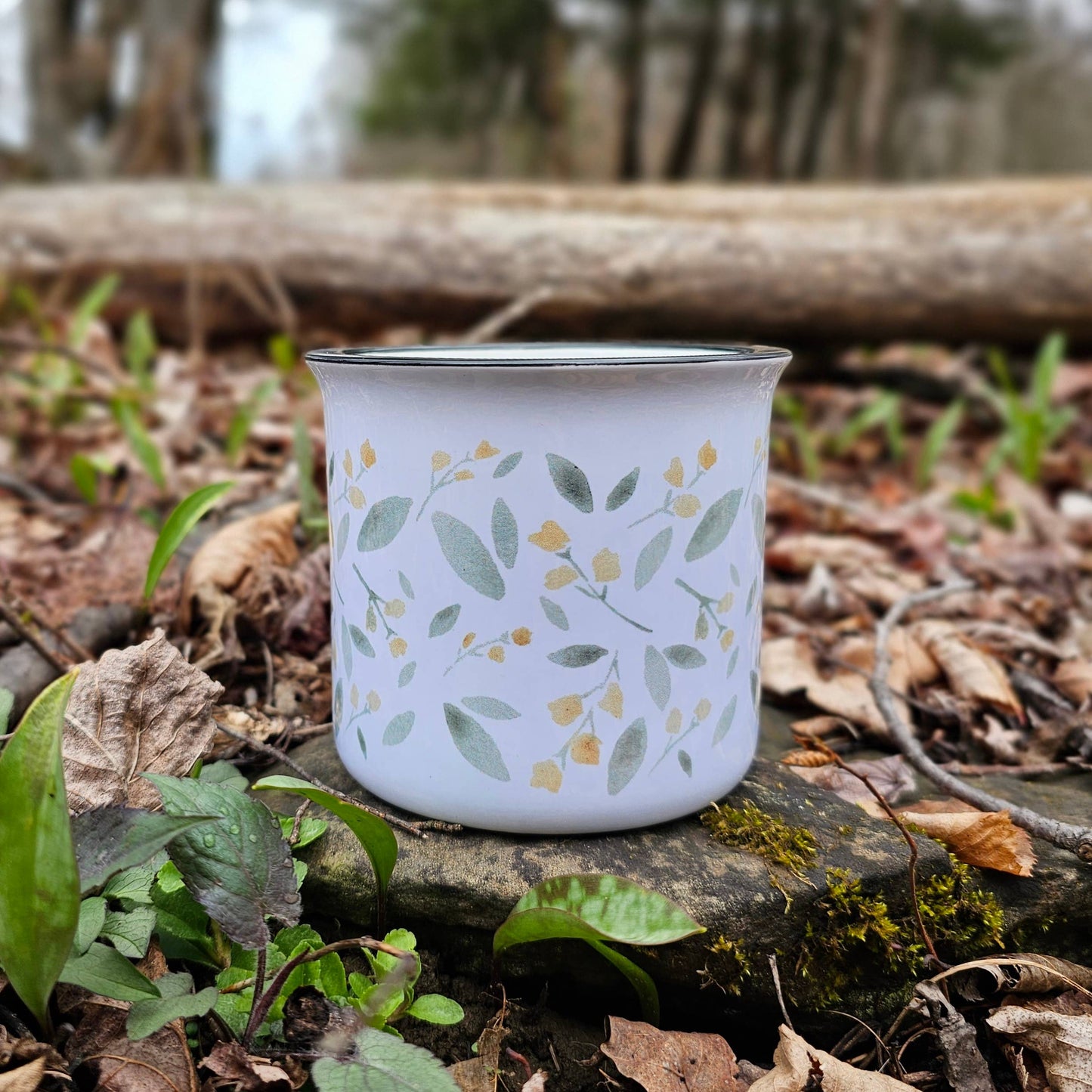 Yellow Watercolor Floral Coffee Mug