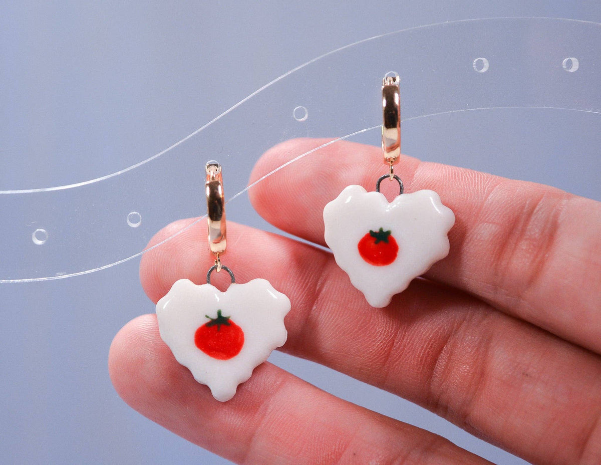 Tomato Heart Charm Earrings