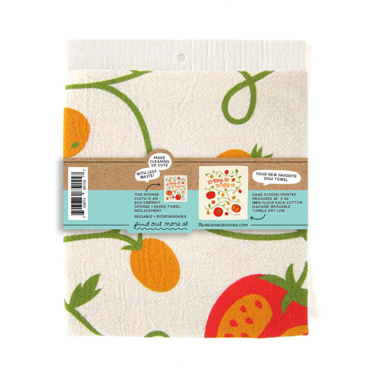 Tomato Tea Towel + Sponge Cloth Set
