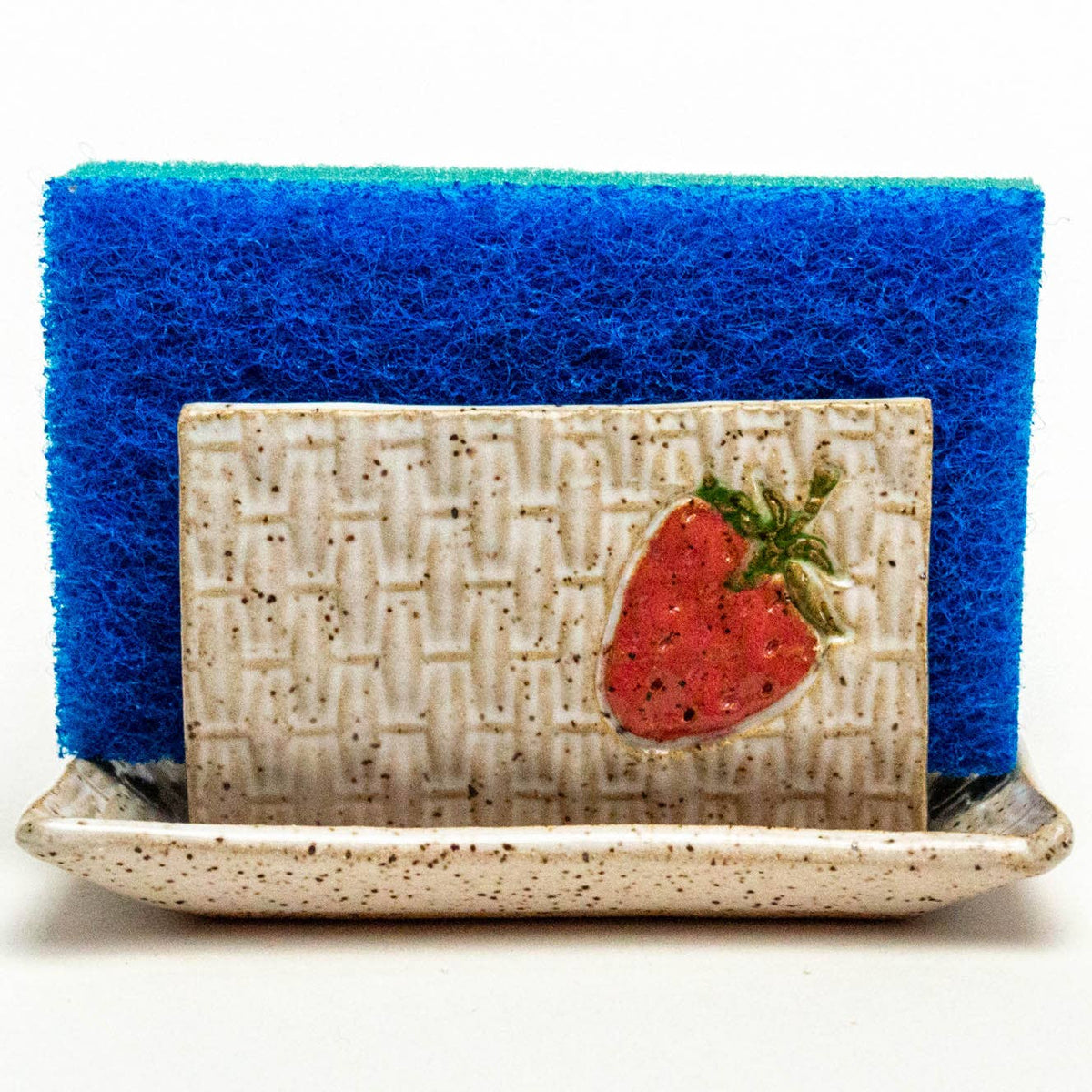 Strawberry Pattern Handmade Stoneware Kitchen Sponge Holder