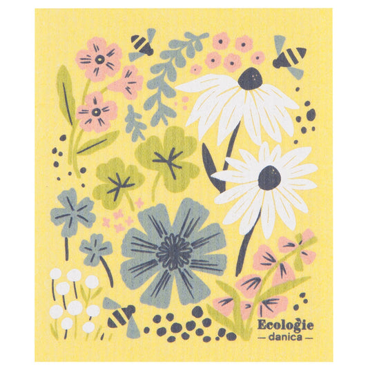 Bees And Blooms Swedish Dishcloth