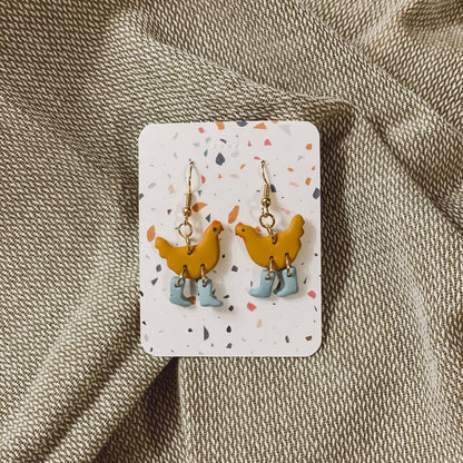 Chickens with Boots Earrings