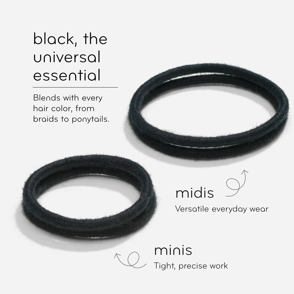 Plastic-free Mini Midi Hair Ties. Fine Hair, Kids & Braids