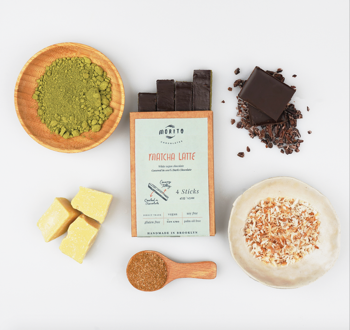 Matcha Latte Vegan Chocolate Sticks
