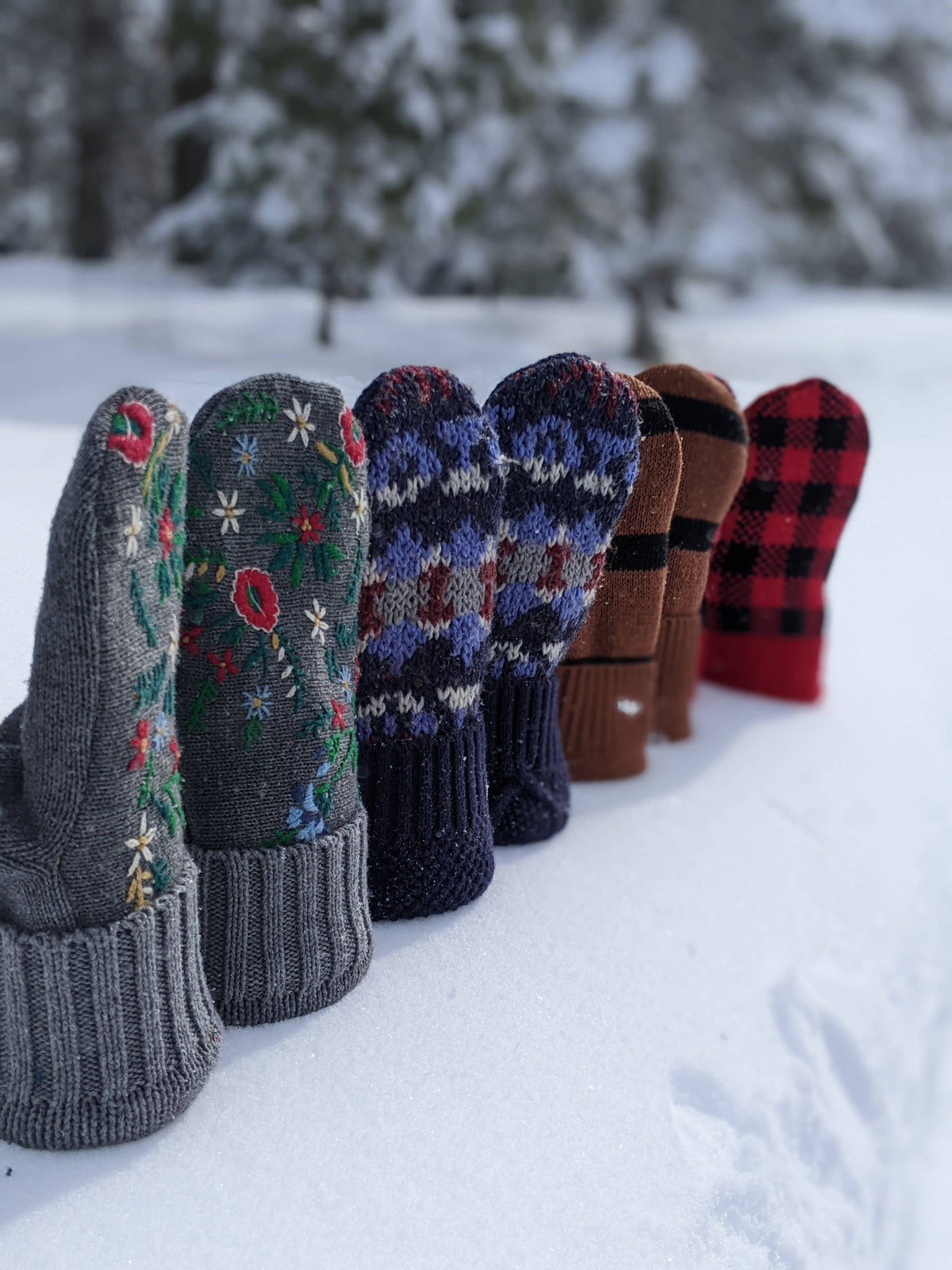 Eco-Friendly, Upcycled Women's Mittens