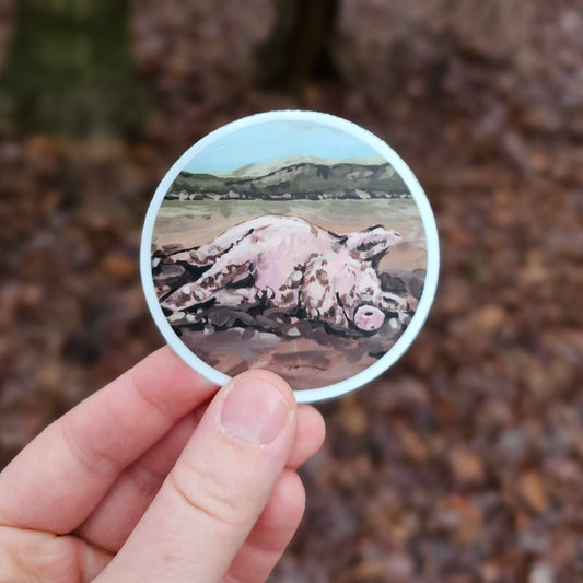 Pig in the Mud Vinyl Sticker
