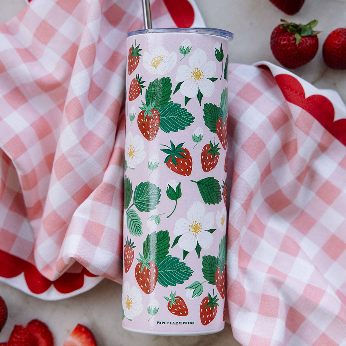 Strawberry Patch Stainless Steel Tumbler