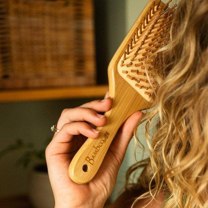 Bamboo Paddle Square Hairbrush