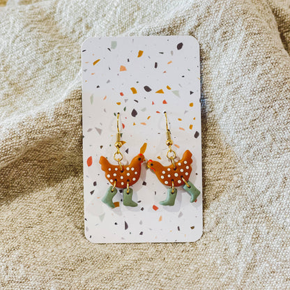 Chickens with Boots Earrings