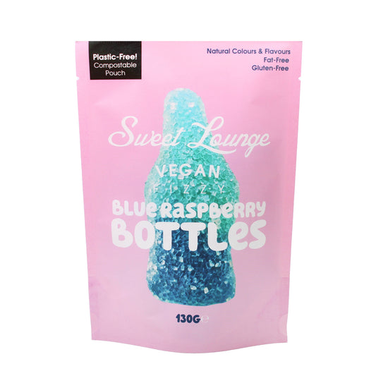 Vegan Fizzy Blue Raspberry Bottles