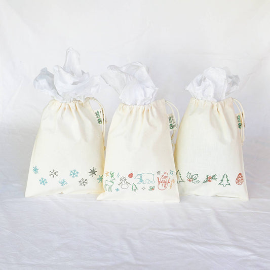 Organic Fabric Holiday Gift Bags