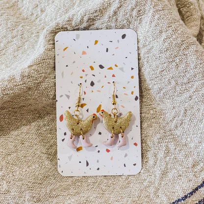 Chickens with Boots Earrings