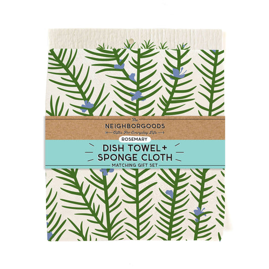 Rosemary Tea Towel + Sponge Cloth Set