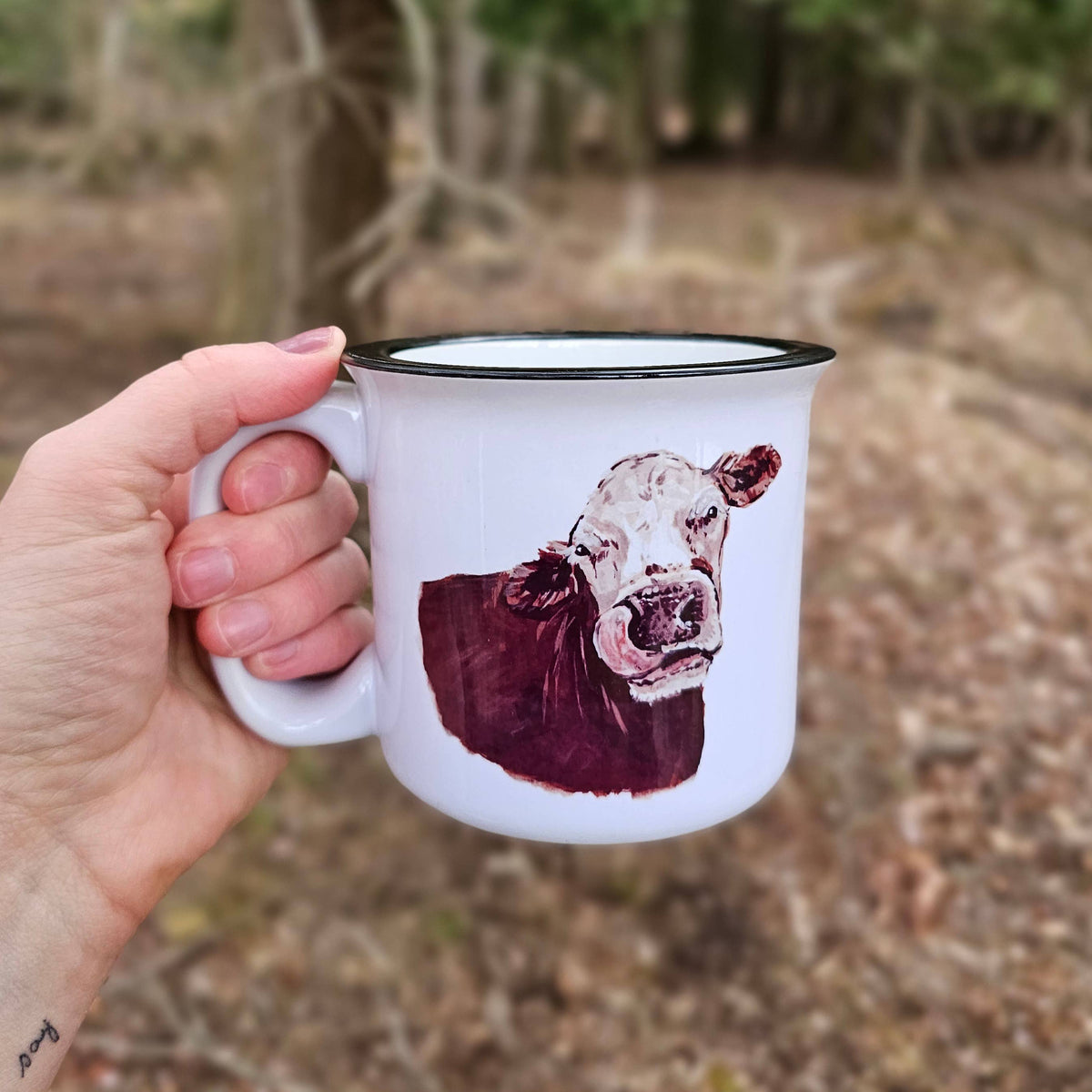 Gizmo Hereford Brown and White Cow Camp Mug