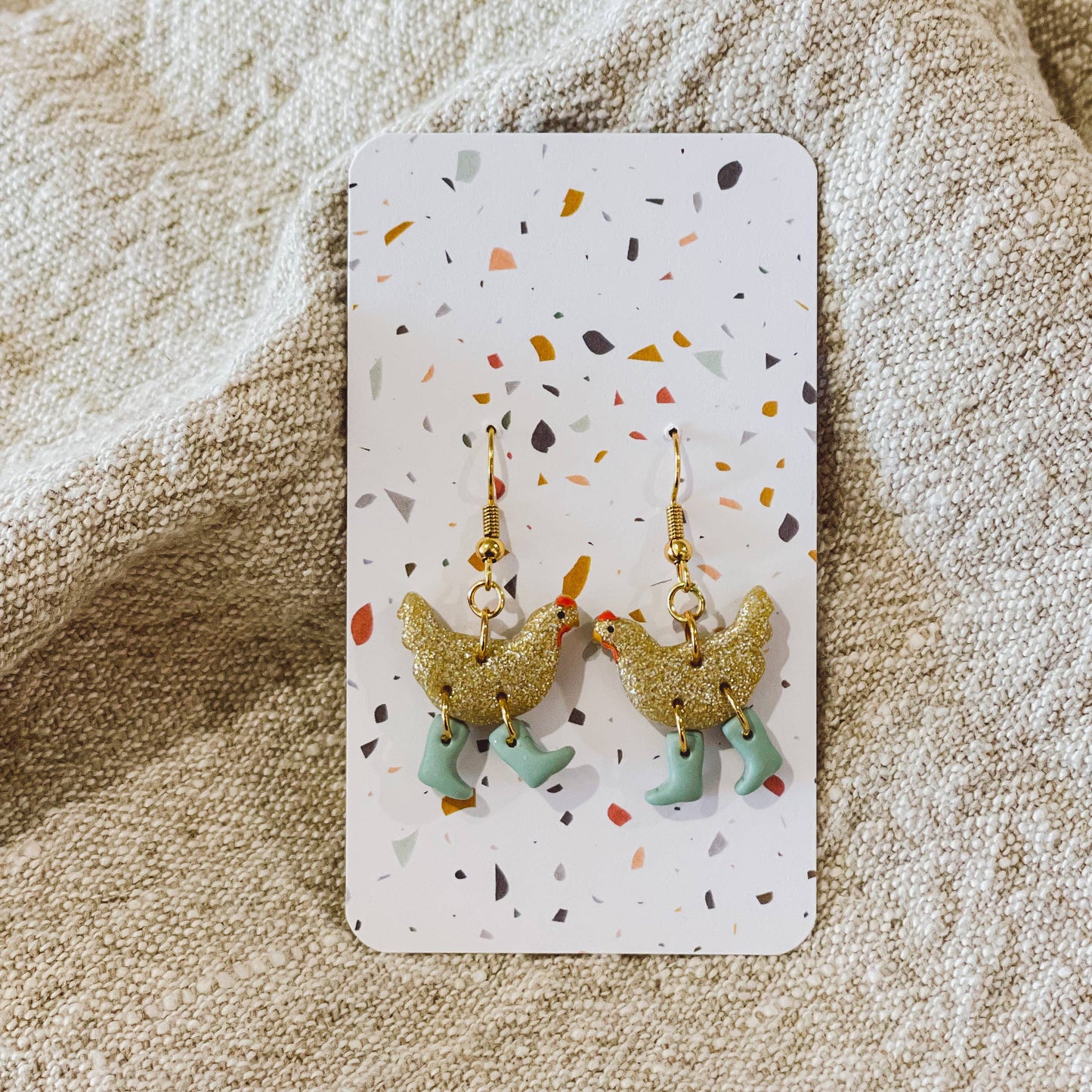 Chickens with Boots Earrings